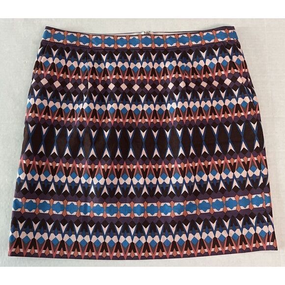 J. CREW Pencil Skirt A-line Gemstone Geometric Print Mini 8 - Picture 1 of 9